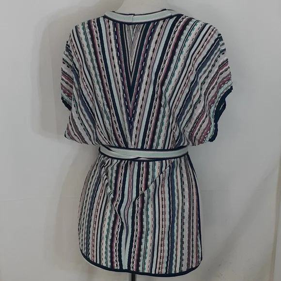 Masoni Tweed striped blouse blue pink size 46 us size 6 - Picture 5 of 9